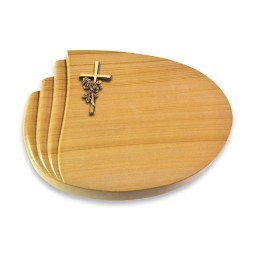 Grabkissen Waves/Woodland Kreuz/Rose (Bronze)