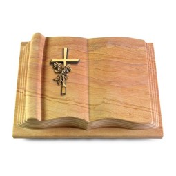 Grabbuch Antique/Rainbow Kreuz/Rose (Bronze)