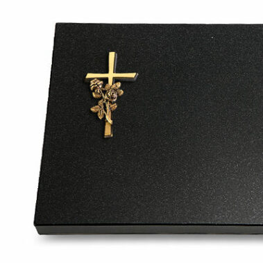 Metallornament "Bronze Kreuz mit Rose"