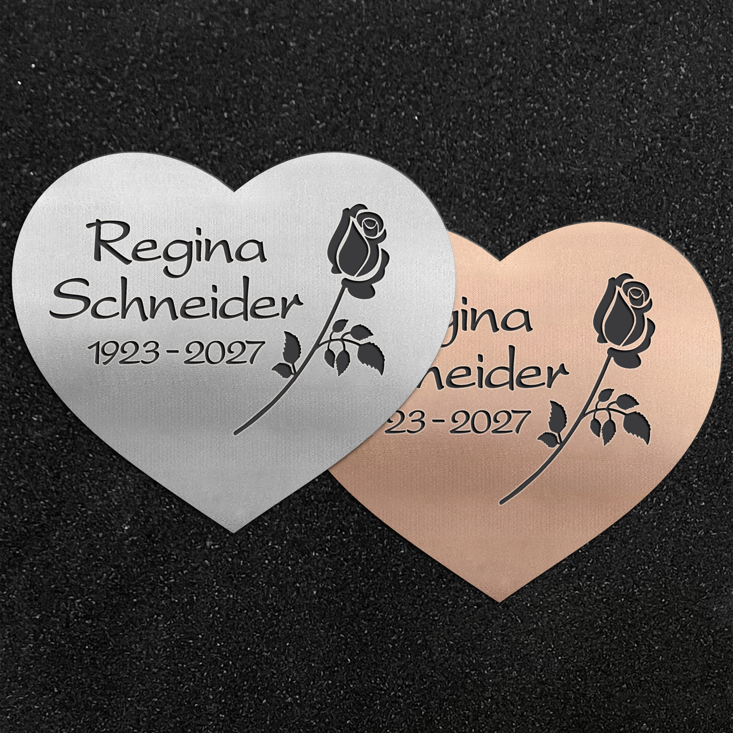 Designschrifttafel "Herz mit Rose"