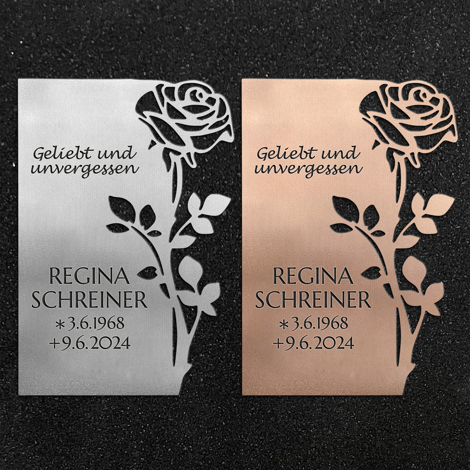 Designschrifttafel "Stehende Rose"