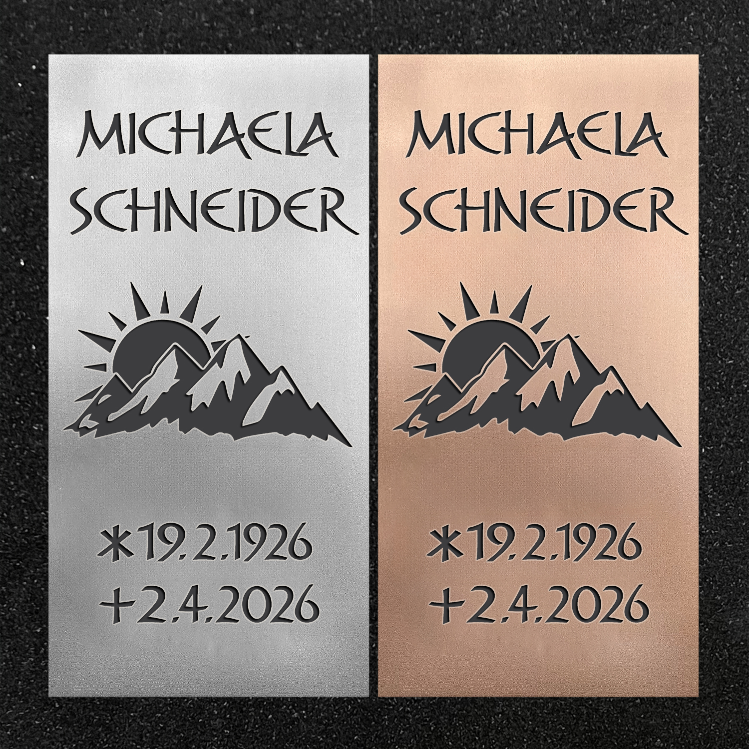 Urnenwand-Beschriftung "Sonnenaufgang"